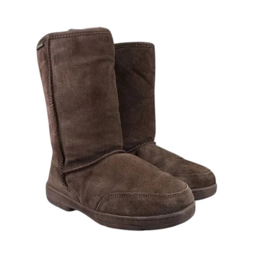 Bearpaw Shoes Women 9 Boot Winter Comfort Meadow Leather Wool Pull On Brown Tall